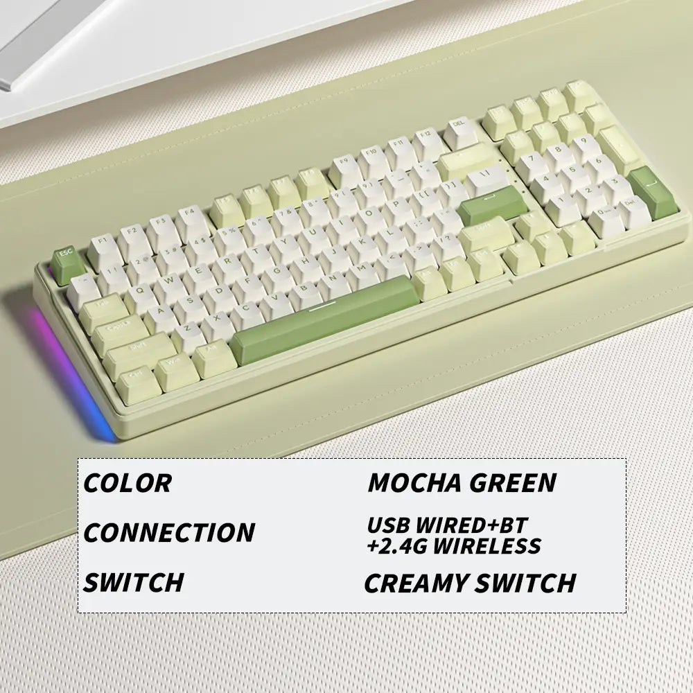 FURYCUBE K99 Pro Mechanical Keyboard - 2.4G Wireless, Bluetooth 5.0, USB Wired, Hot-Swappable ASMR Switches, Gasket Structure, RGB Lighting for Work and Gaming