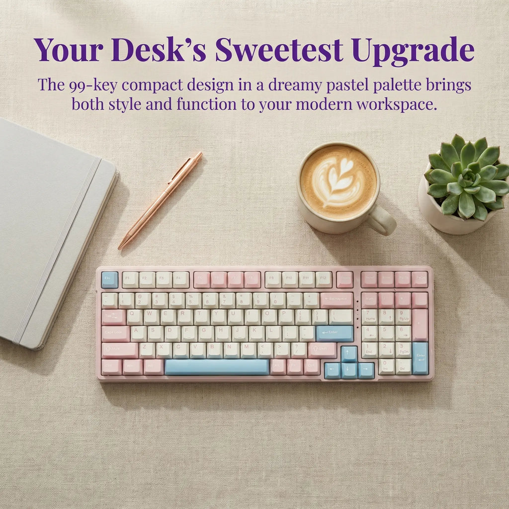 FURYCUBE K99 Pro Mechanical Keyboard - 2.4G Wireless, Bluetooth 5.0, USB Wired, Hot-Swappable ASMR Switches, Gasket Structure, RGB Lighting for Work and Gaming