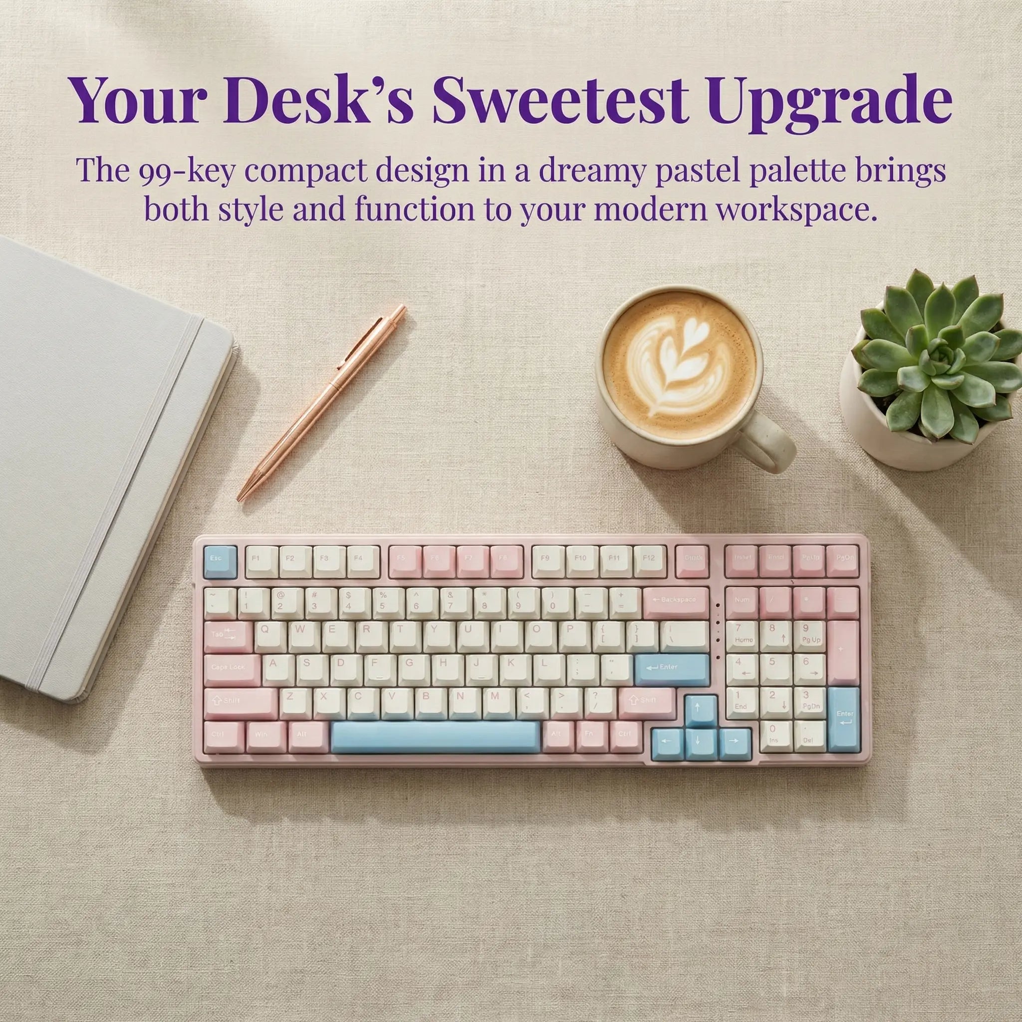 FURYCUBE K99 Pro Mechanical Keyboard - 2.4G Wireless, Bluetooth 5.0, USB Wired, Hot-Swappable ASMR Switches, Gasket Structure, RGB Lighting for Work and Gaming