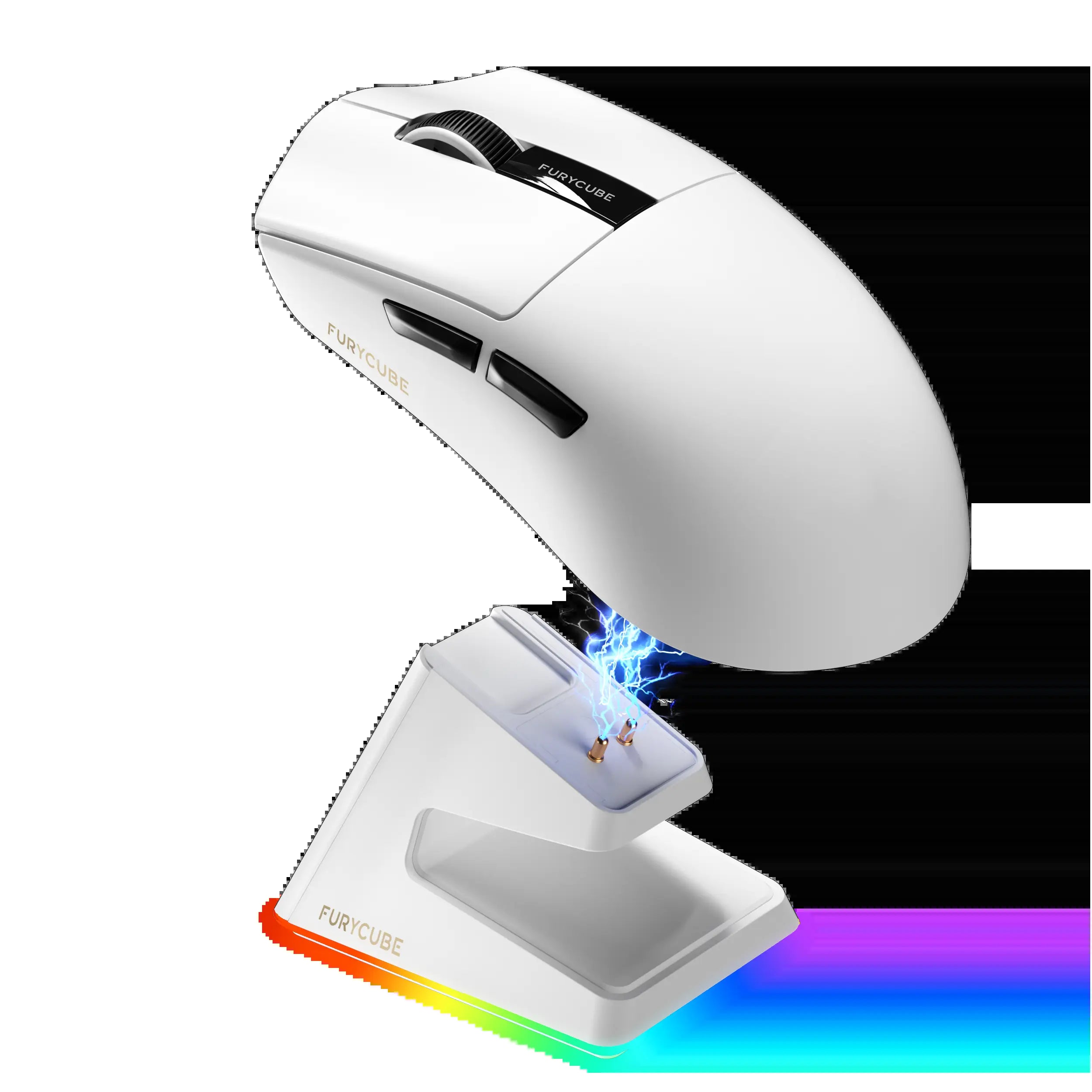 FURYCUBE G13S Wireless Gaming Mouse with PAW3311 Sensor, Dual-Battery System, Lightweight 55G Design, Tri-Mode Connectivity, Extended Battery Life, Customizable Knob Function, and Macro Key Settings for Work and Gaming.