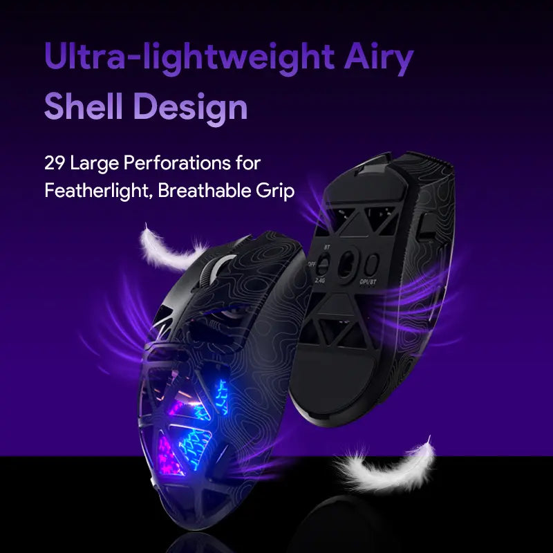 FURYCUBE G11 Tri-Mode Gaming Mouse with 2.4G, Bluetooth, and Wired Connectivity, Rechargeable RGB Lighting, Optical Sensor for Gaming and Office Use