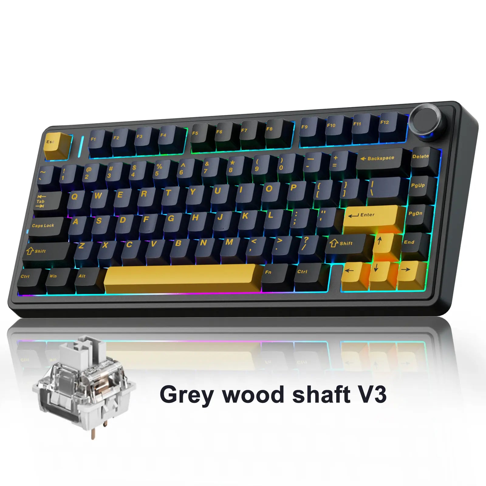 Aula F75 Mocha Brown Wireless Mechanical Gaming Keyboard with Pre-Lubricated Linear Switches, Tri-Mode Connectivity, Hot-Swappable (3/5-Pin), RGB Backlighting, and Volume Control - Budget-Friendly Option