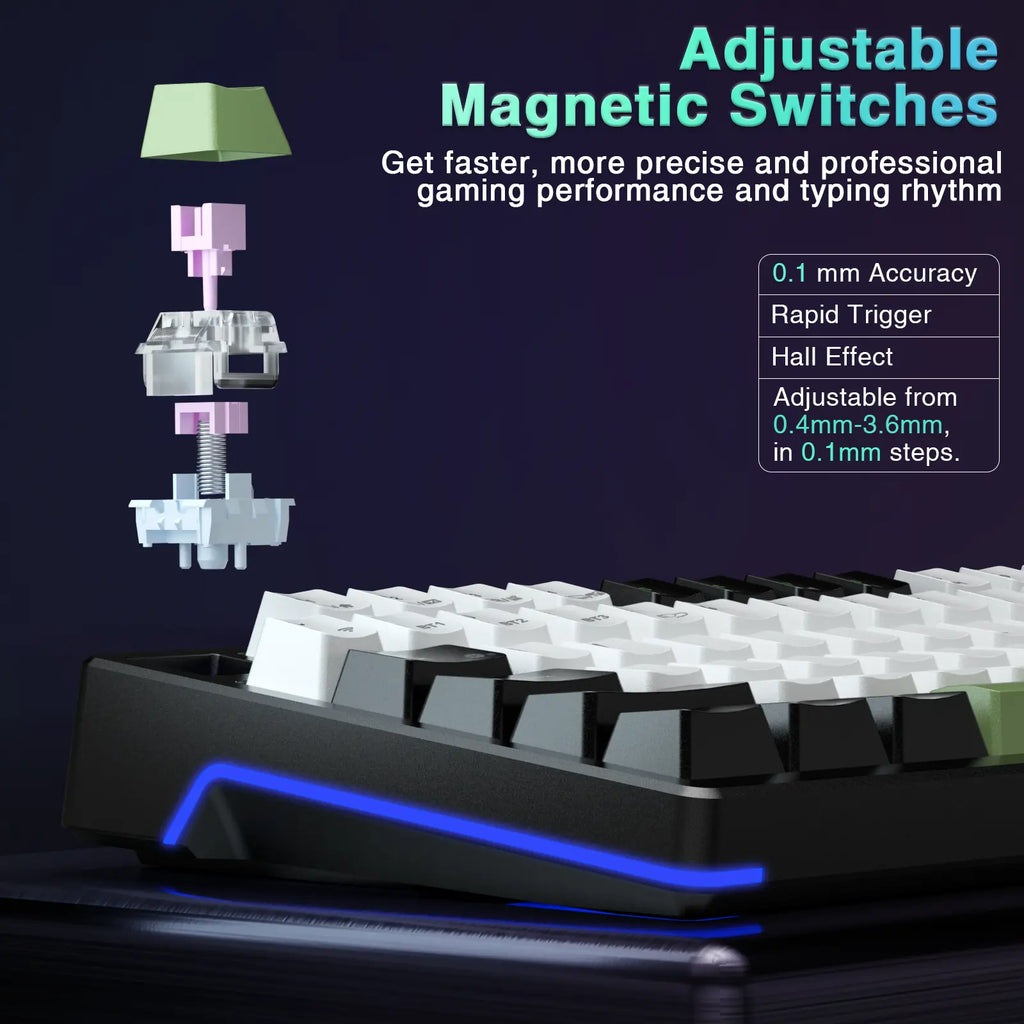 AULA F98X Wireless Full-Size Mechanical Gaming Keyboard with Magnetic Switch, RGB Backlighting, Tri-Mode Connectivity (Bluetooth 5.0/2.4GHz/USB-C), Gasket Hot Swappable Design, Ideal for Gaming and Office Use