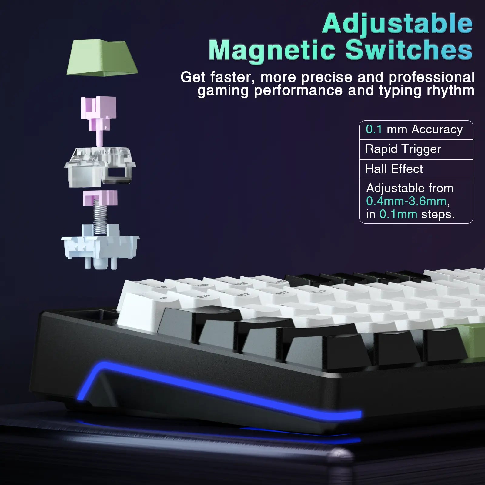 AULA F98X Wireless Full-Size Mechanical Gaming Keyboard with Magnetic Switch, RGB Backlighting, Tri-Mode Connectivity (Bluetooth 5.0/2.4GHz/USB-C), Gasket Hot Swappable Design, Ideal for Gaming and Office Use