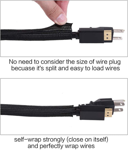 25-Foot 1/2-Inch Cable Management Sleeve - Self-Wrap Split Sleeving for Organizing Cords in TV, Computer, Automotive, Office, and Home Entertainment - Black