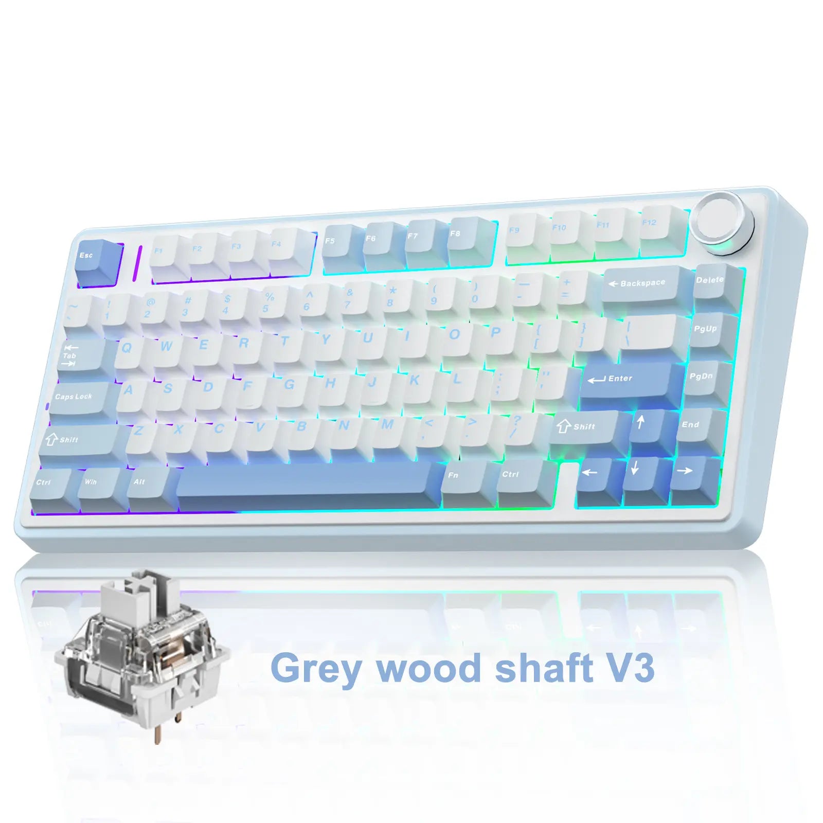 Aula F75 Mocha Brown Wireless Mechanical Gaming Keyboard with Pre-Lubricated Linear Switches, Tri-Mode Connectivity, Hot-Swappable (3/5-Pin), RGB Backlighting, and Volume Control - Budget-Friendly Option