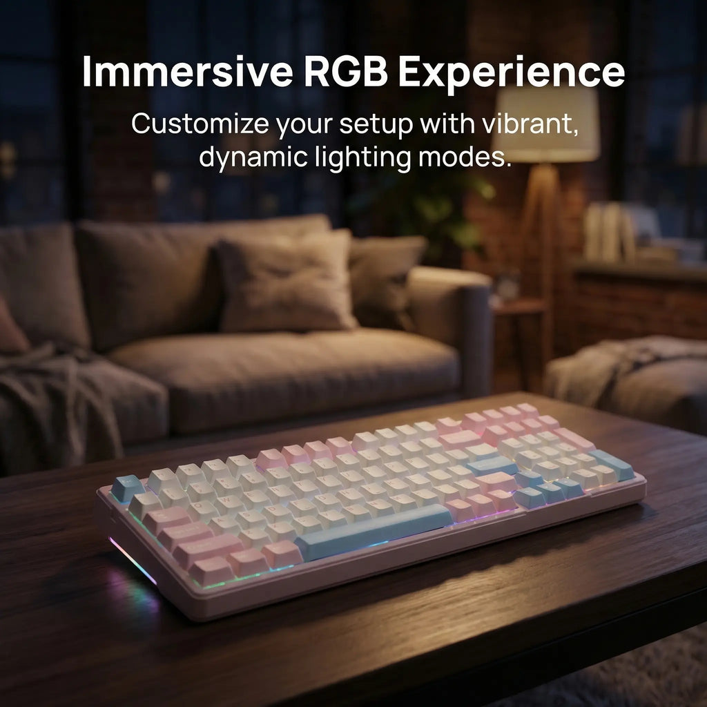 FURYCUBE K99 Pro Mechanical Keyboard - 2.4G Wireless, Bluetooth 5.0, USB Wired, Hot-Swappable ASMR Switches, Gasket Structure, RGB Lighting for Work and Gaming
