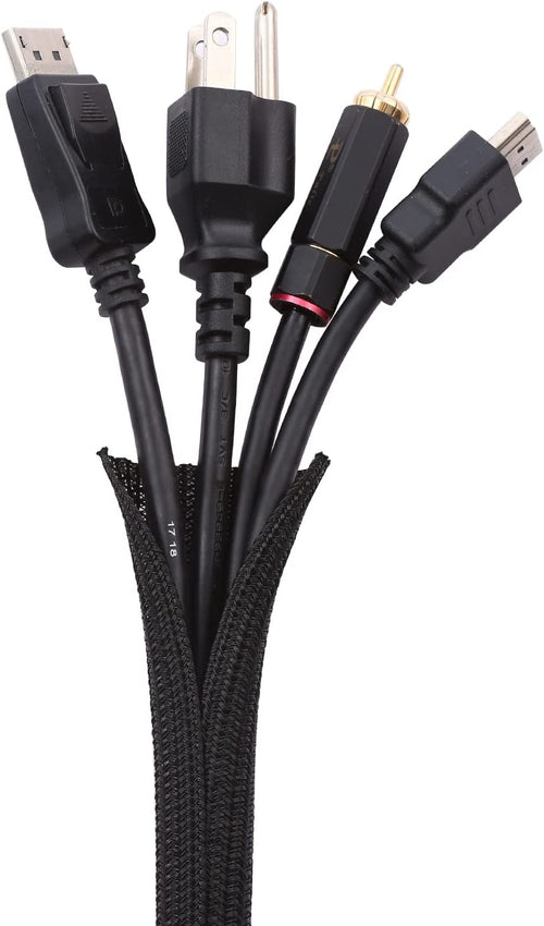 25-Foot 1/2-Inch Cable Management Sleeve - Self-Wrap Split Sleeving for Organizing Cords in TV, Computer, Automotive, Office, and Home Entertainment - Black