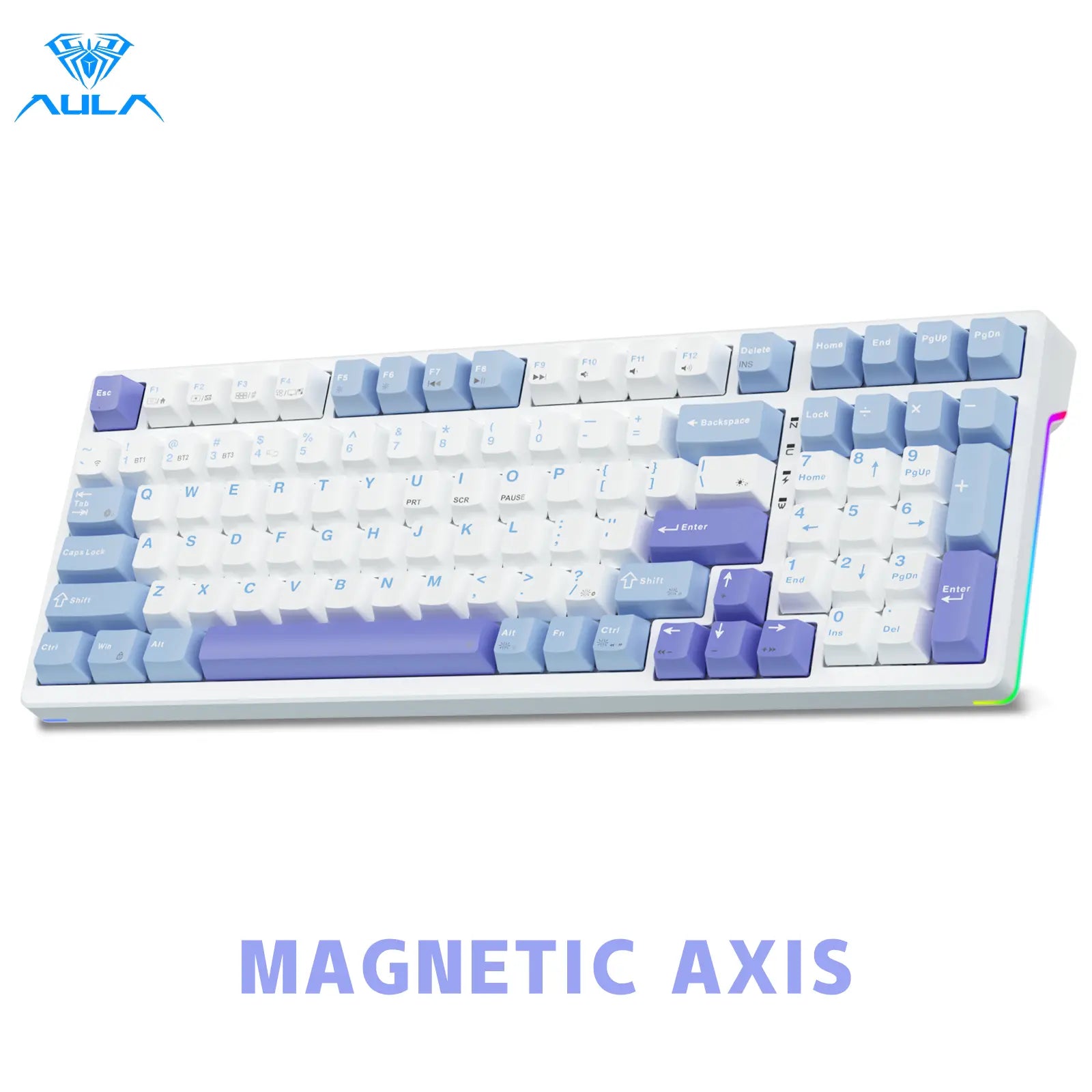 AULA F98X Wireless Full-Size Mechanical Gaming Keyboard with Magnetic Switch, RGB Backlighting, Tri-Mode Connectivity (Bluetooth 5.0/2.4GHz/USB-C), Gasket Hot Swappable Design, Ideal for Gaming and Office Use