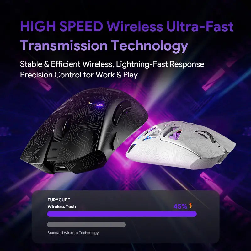 FURYCUBE G11 Tri-Mode Gaming Mouse with 2.4G, Bluetooth, and Wired Connectivity, Rechargeable RGB Lighting, Optical Sensor for Gaming and Office Use