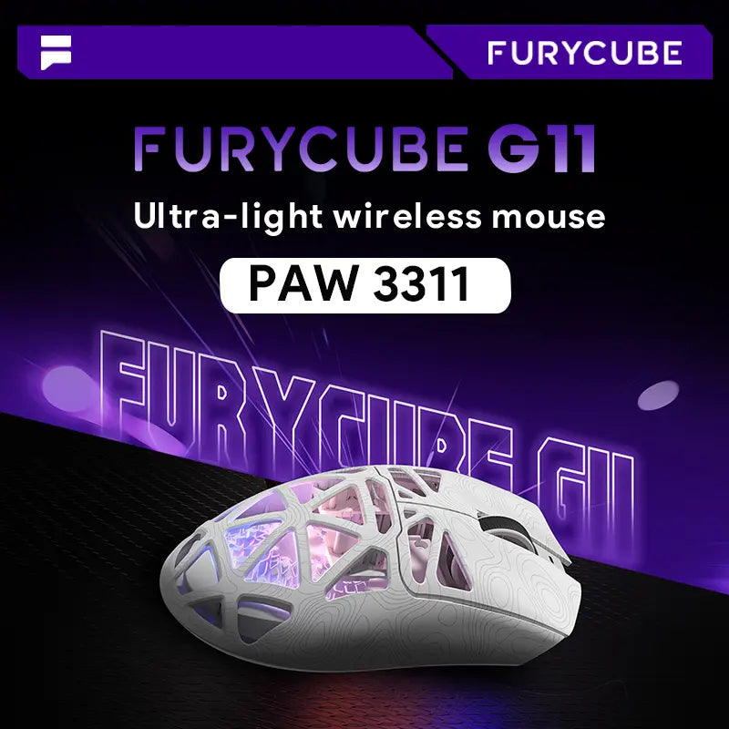 FURYCUBE G11 Tri-Mode Gaming Mouse with 2.4G, Bluetooth, and Wired Connectivity, Rechargeable RGB Lighting, Optical Sensor for Gaming and Office Use