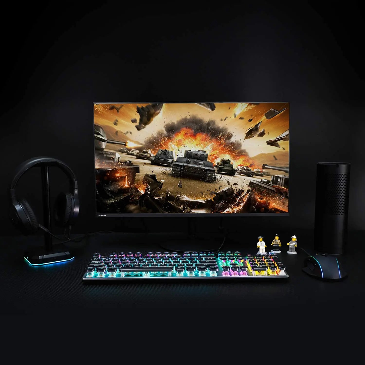 Aula F2088 Wired Mechanical Gaming Keyboard with Wrist Rest and Blue Switches - Full Size Round Key Design for Office Use