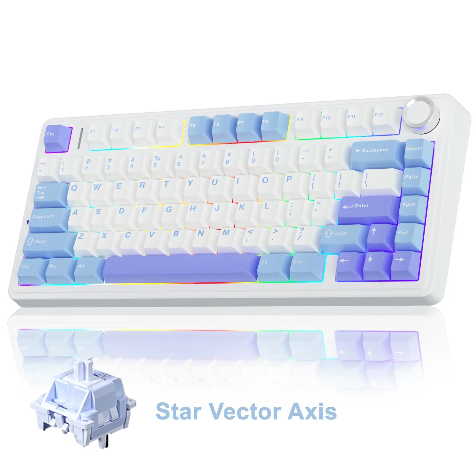 Aula F75 Mocha Brown Wireless Mechanical Gaming Keyboard with Pre-Lubricated Linear Switches, Tri-Mode Connectivity, Hot-Swappable (3/5-Pin), RGB Backlighting, and Volume Control - Budget-Friendly Option